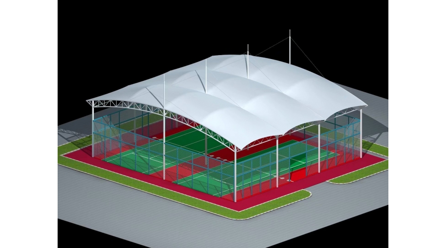校園球場(chǎng)場(chǎng)遮陽(yáng)雨棚看臺張拉膜結構案例賞析